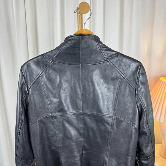 Danier Black Leather Moto Jacket Made in Canada sz Large - Picture 10 of 13